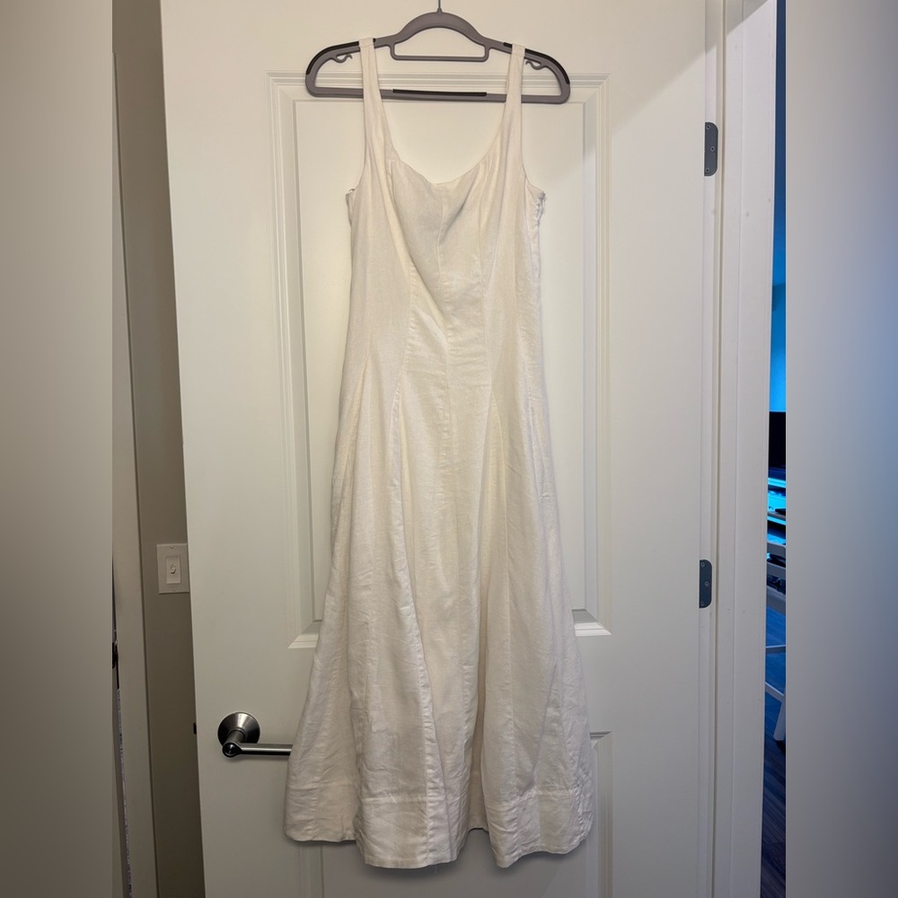 Zara Midi White Linen Dress - size M